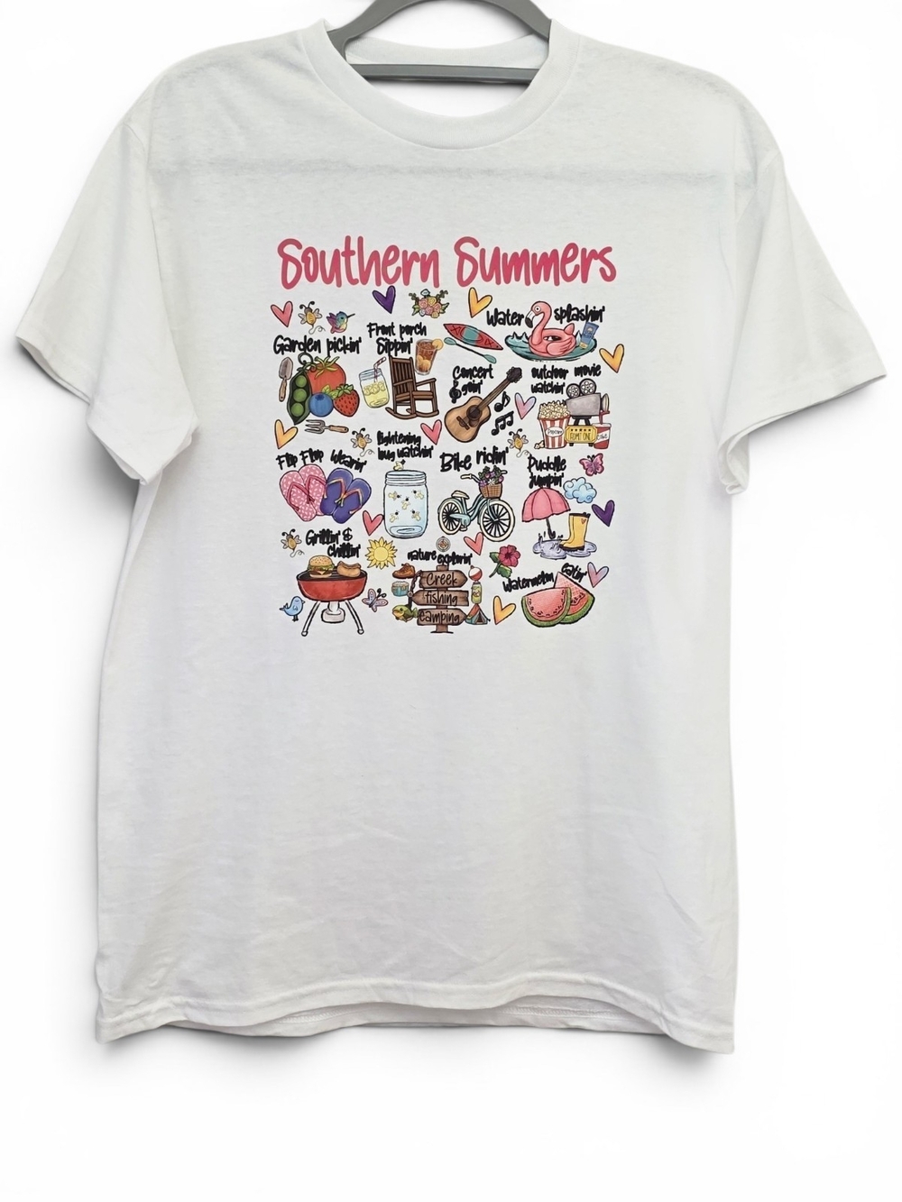 White Unisex Southern Summer Graphic Short Sleeve Tee - Picture 7 of 9